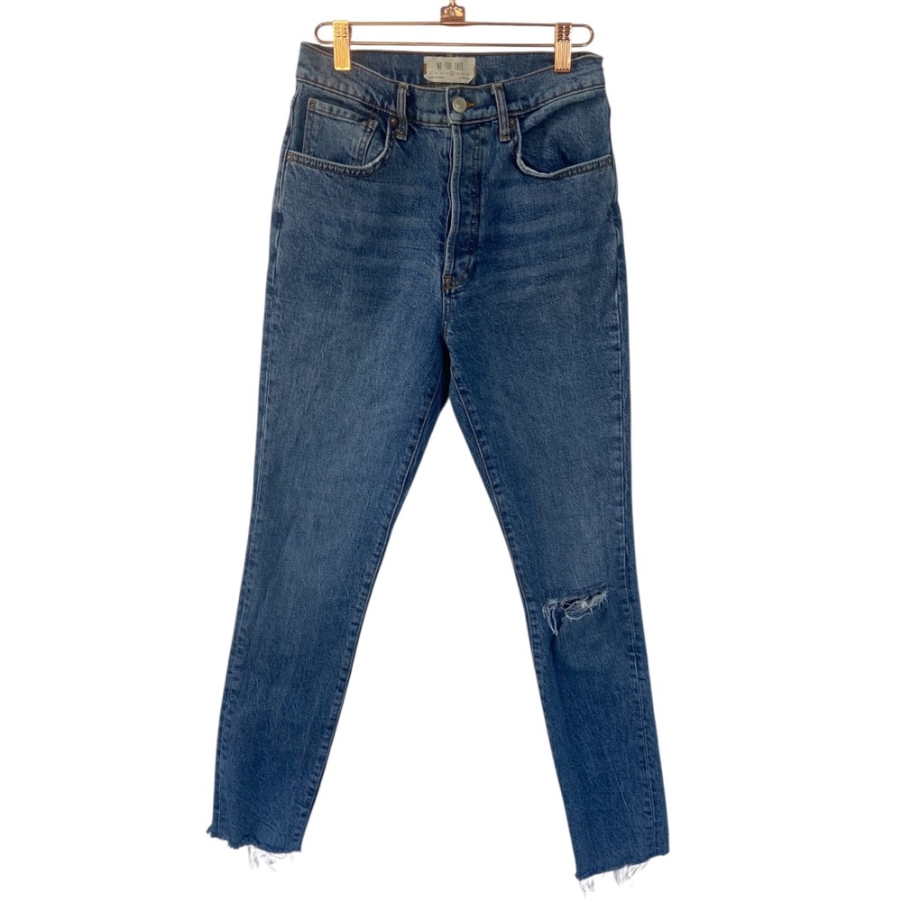 We The Free Classic Skinny High Rise Button Fly Jeans Raw Hem 28